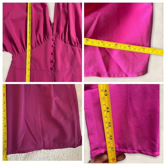 NWT ASOS Design Magenta Tea Jumpsuit With Kimono Sleeve And Button Detail Size 4 - Picture 11 of 12
